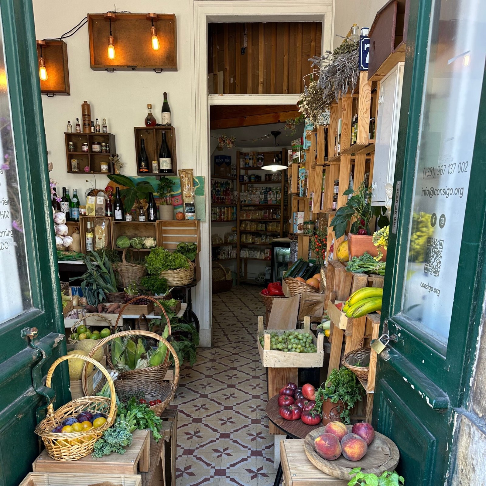 Local farm shop with fresh produce and independent goods Independent local retail shop selling food and gifts Farm shop display with fruit, vegetables and local products Small local shop supporting independent producers
