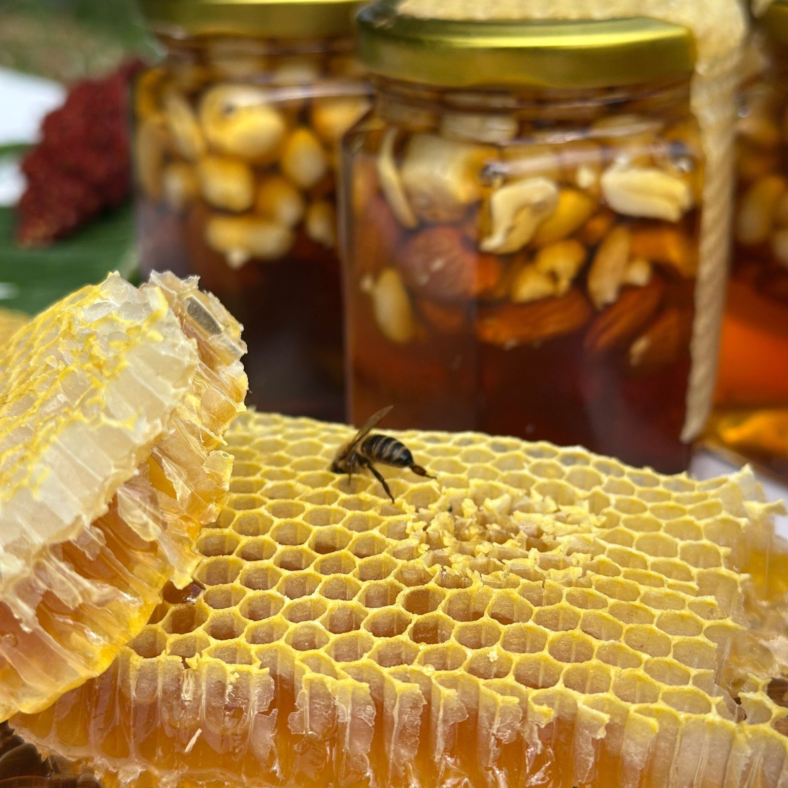 Raw honey and beeswax products from a local apiary